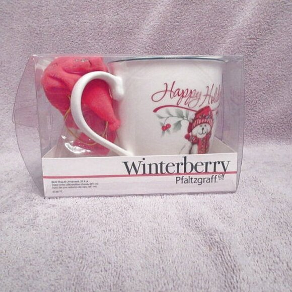 Pfaltzgraff Winterberry Christmas Mug & Teddy Bear Ornament Holiday Gift Set NEW - Picture 4 of 12